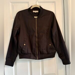 Y2K PINK ROSE PLAYER STYLE JACKET BLACK W/BLK SATIN LINING, SO CUTE LIKE NEW, LG